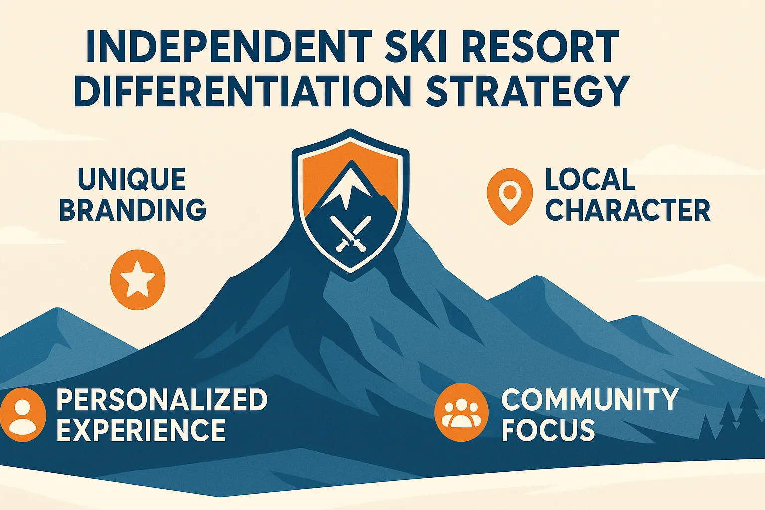 Independent ski resort brand differentiation and marketing strategy illustration
